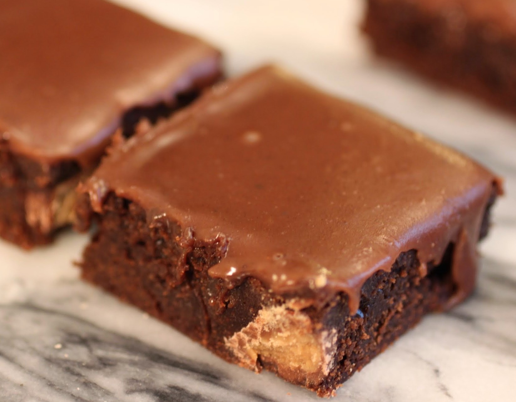 Ganache-Frosted Peanut Butter Cup Brownies