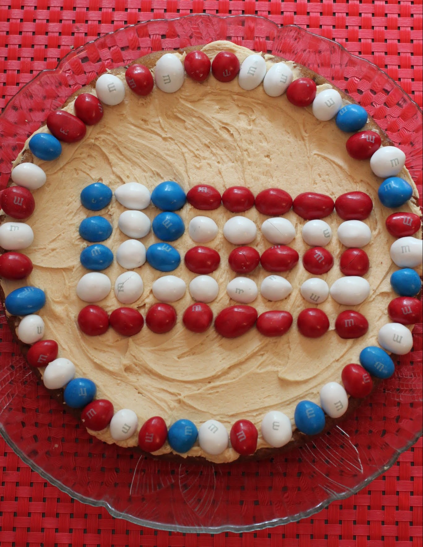 Patriotic Peanut M & M Cookie Cake