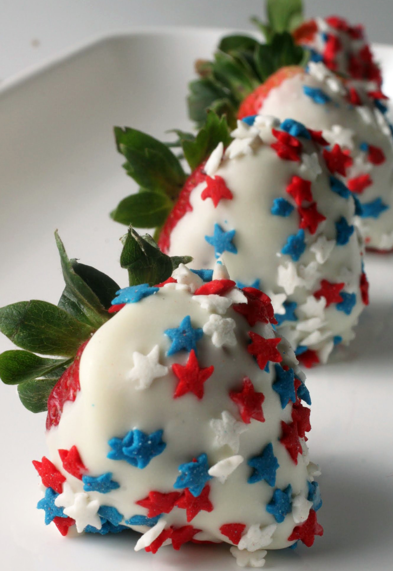 Red, White And Blue Dipped Strawberries